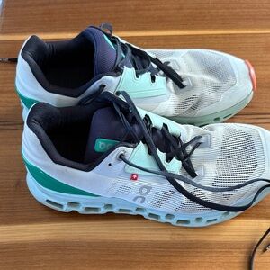 On Monster White Green Running Shoes-Max cushion.In good shape.So comfortable.